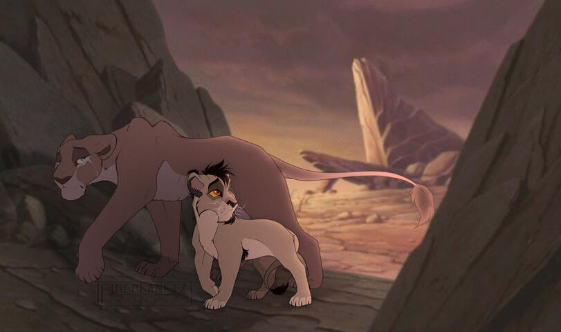 Old version of Mbali and Malka leaving the Pridelands.