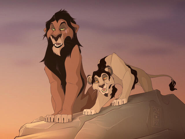 Scar teaching Mbali about being King.