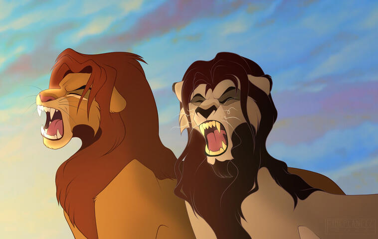 Simba and Mbali roar together.